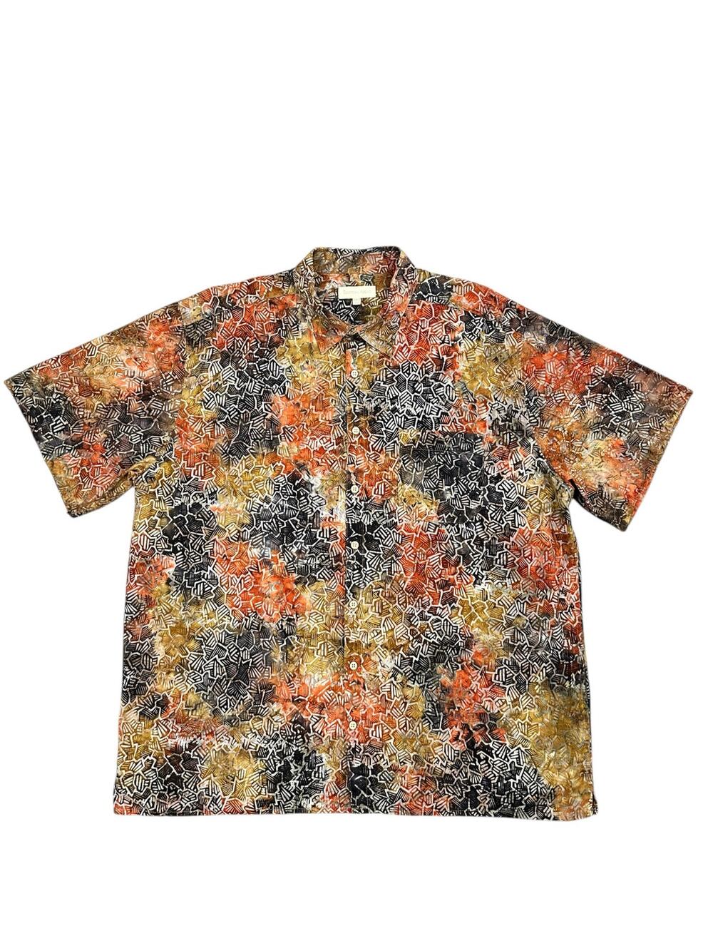 Territory Ahead Abstract Short Sleeve Shirt Orange/Gold/Black/Gray/Red — 2XLT